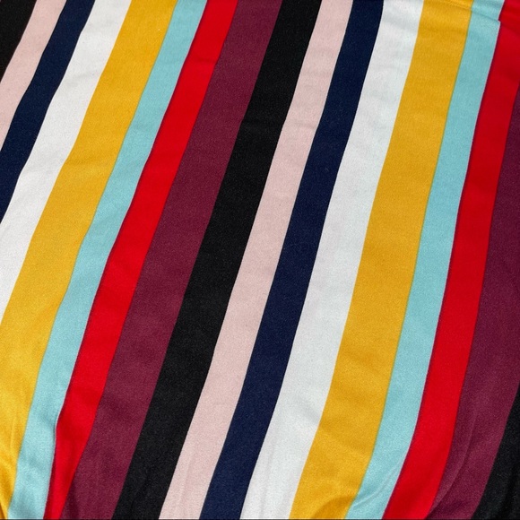 Moa Moa size large colorful striped crop top cinched waist short sleeve shirt - Picture 3 of 10